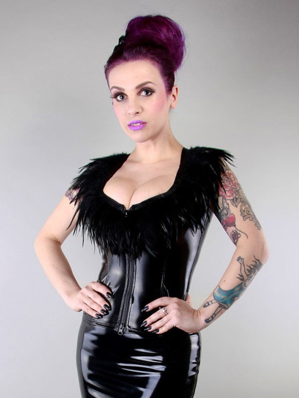 PVC Top with Feather Trim