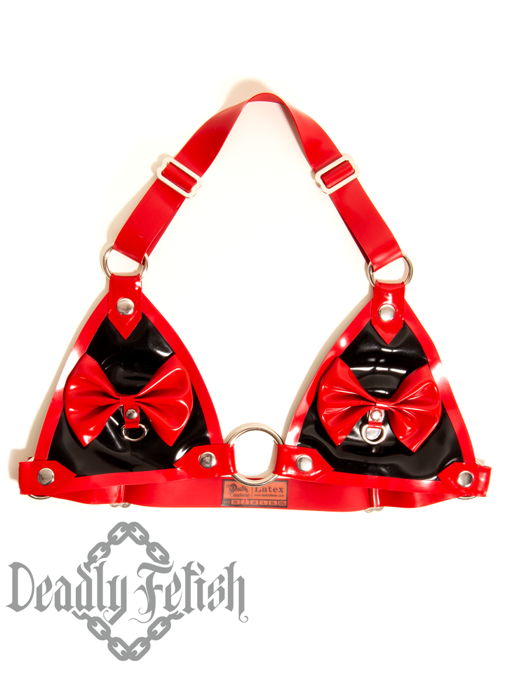 Deadly Fetish Made-to-Order Latex: Bra #08 with Bows and D-Rings
