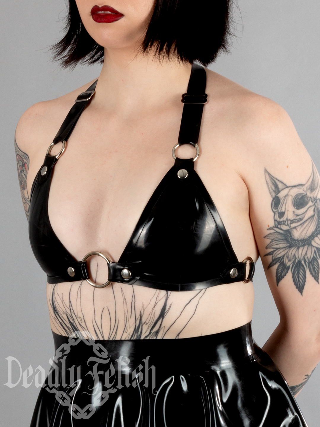 Deadly Fetish Made-to-Order Latex: Bra #08 with Bows and D-Rings