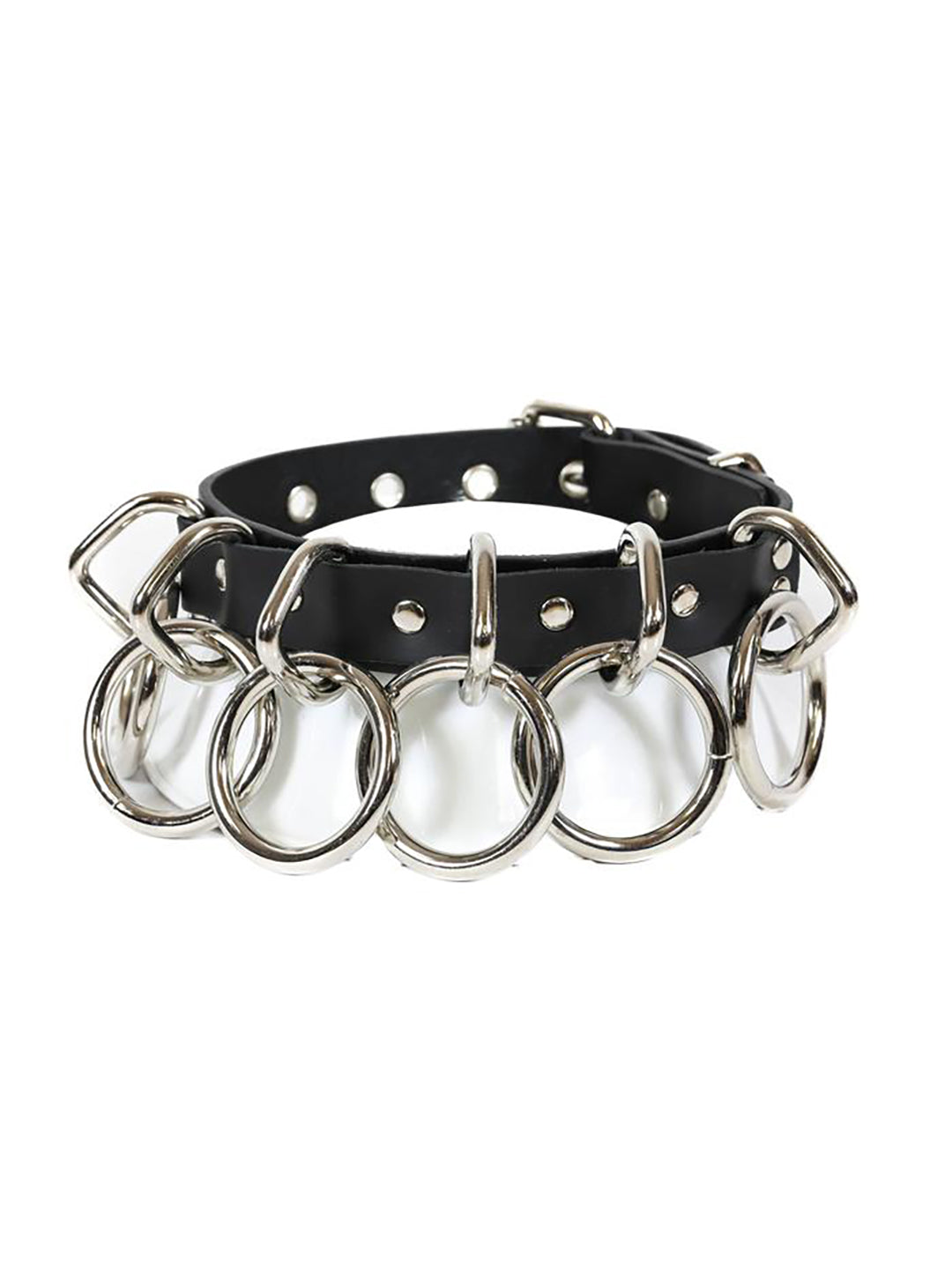 Leather Collar With 6 Rings