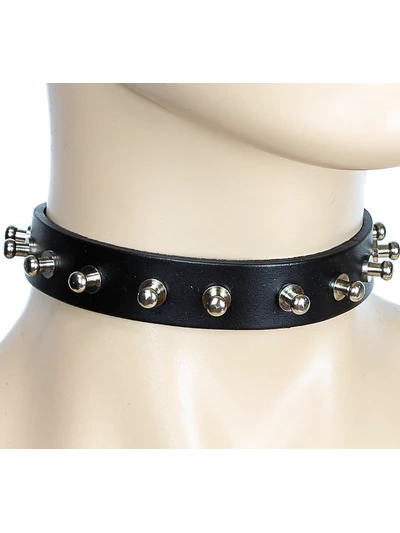 Slim Leather Collar with Post Studs