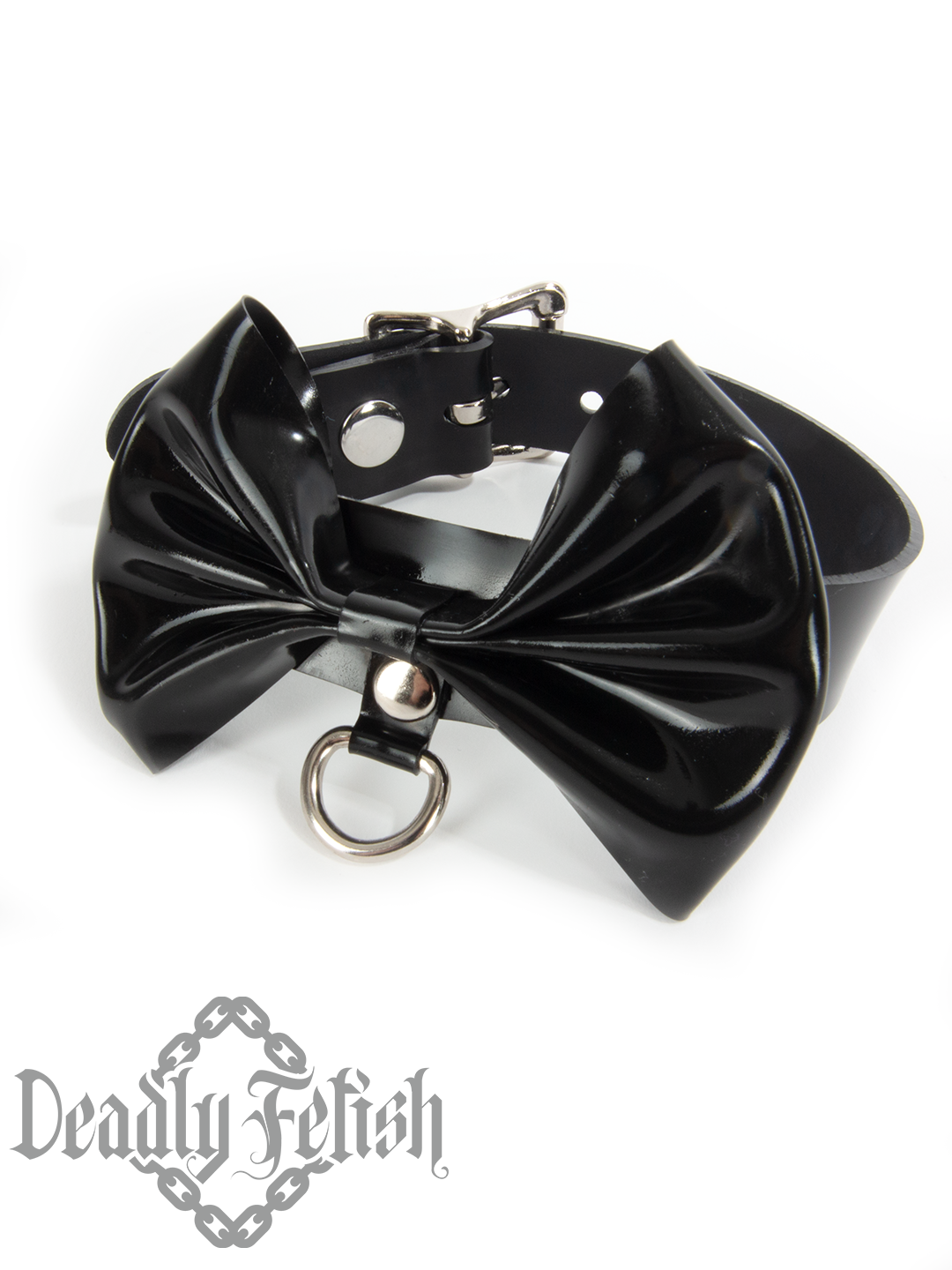 Deadly Fetish Made-to-Order Latex: Basic Bow Choker with D-Ring