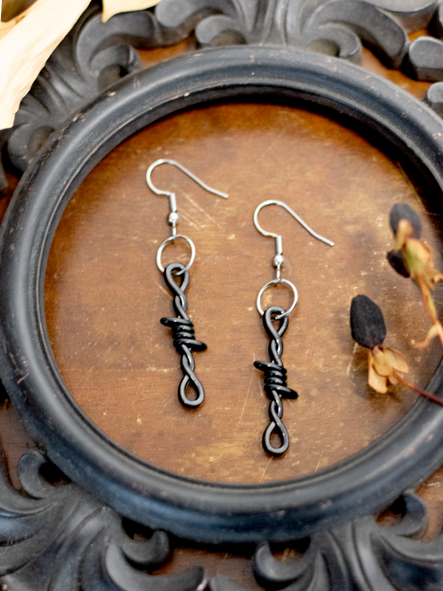 Black Barbed Wire Earrings
