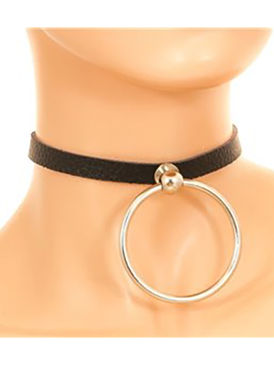 Slim Leather Collar with Large O-Ring