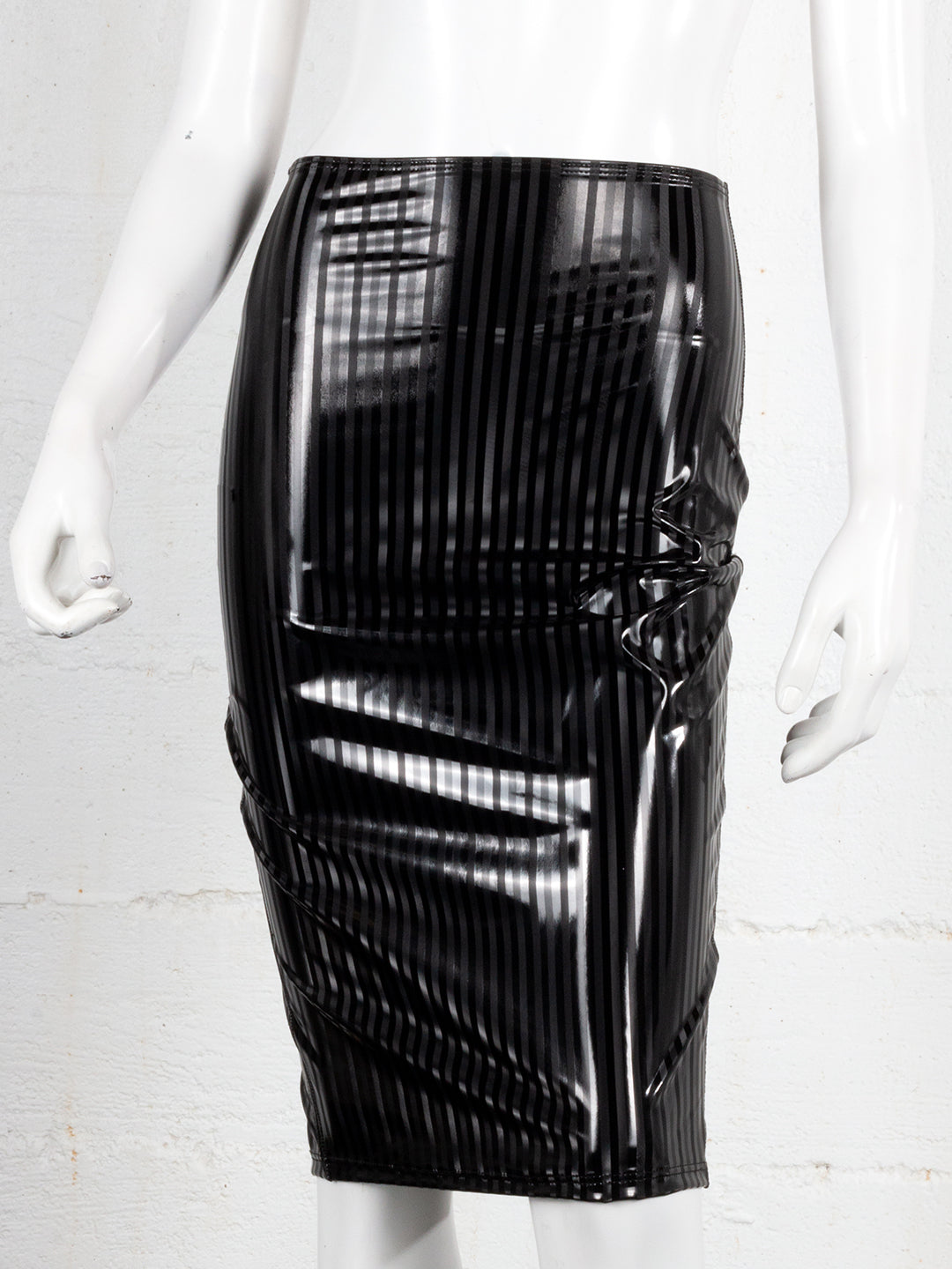 Striped PVC Pencil Skirt