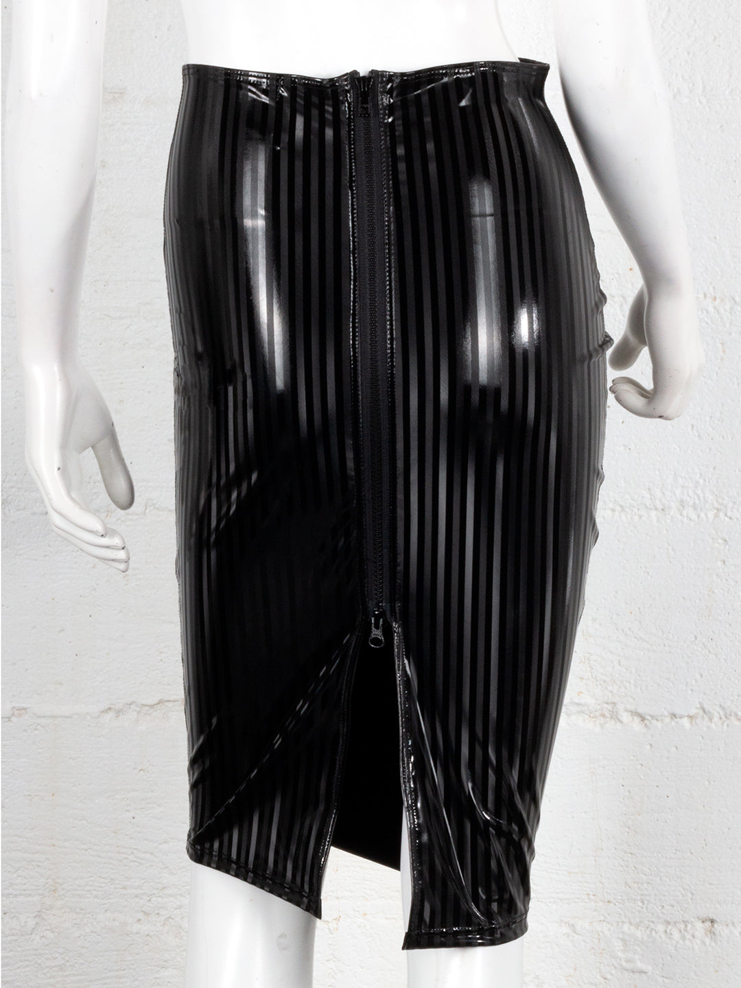 Striped PVC Pencil Skirt