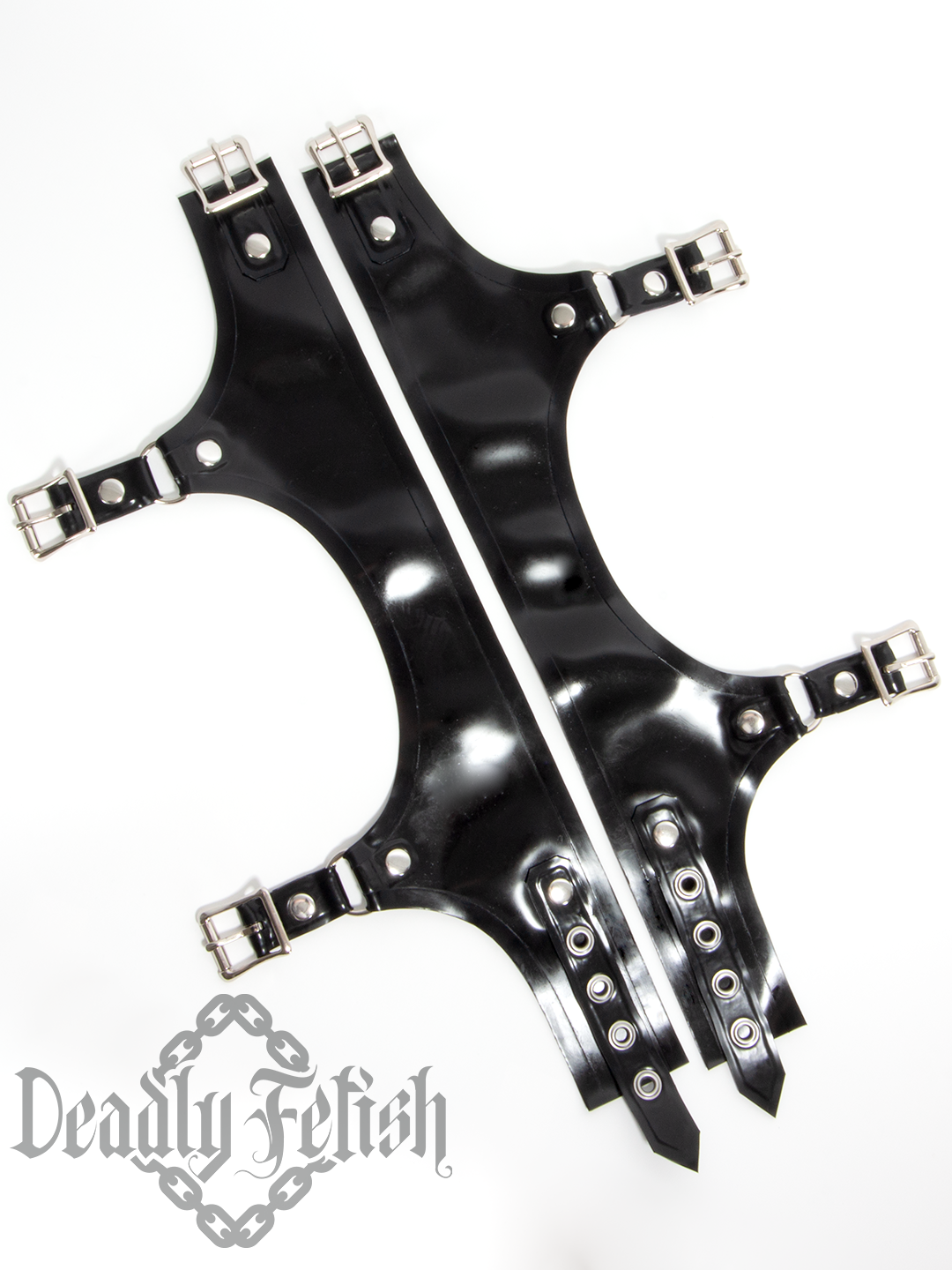 Deadly Fetish Made-To-Order Latex: Harness Addition #14 Single Buckle Leg Braces