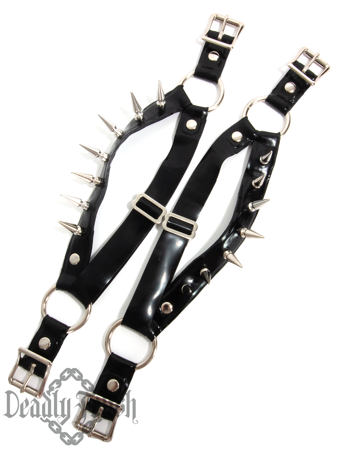 Deadly Fetish Made-To-Order Latex: Harness Addition #25 Spiked Leg Straps