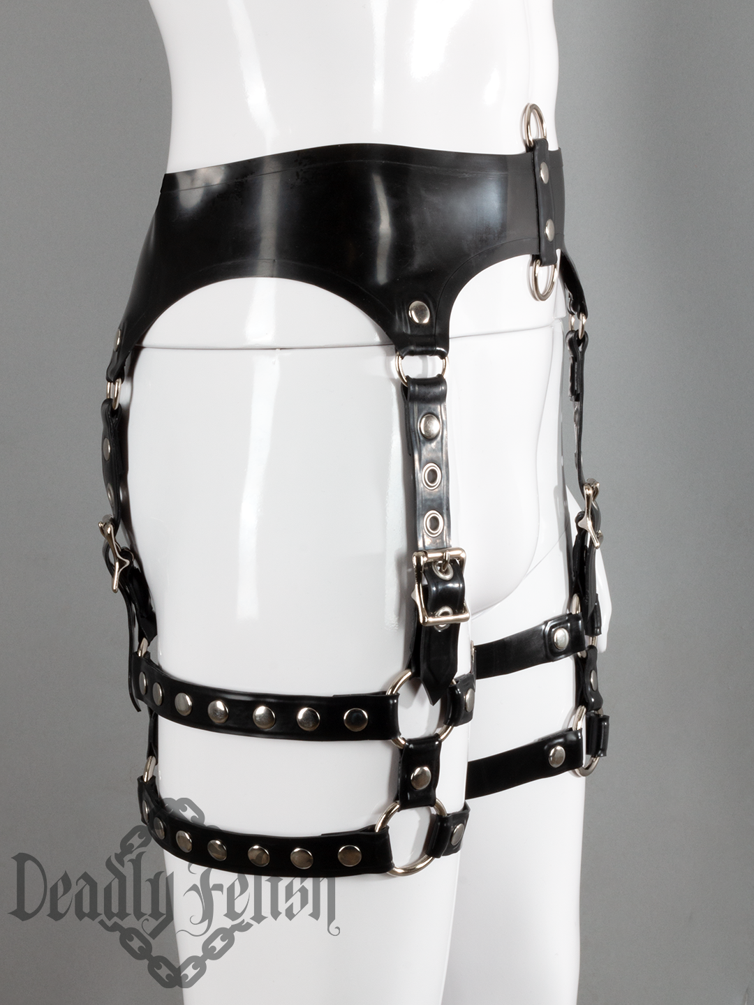 Deadly Fetish Made-To-Order Latex: Harness Addition #27 Riveted Leg Straps