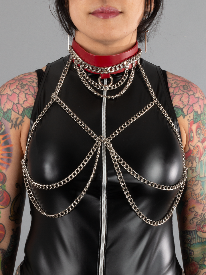 Leather and Chain Bra Harness