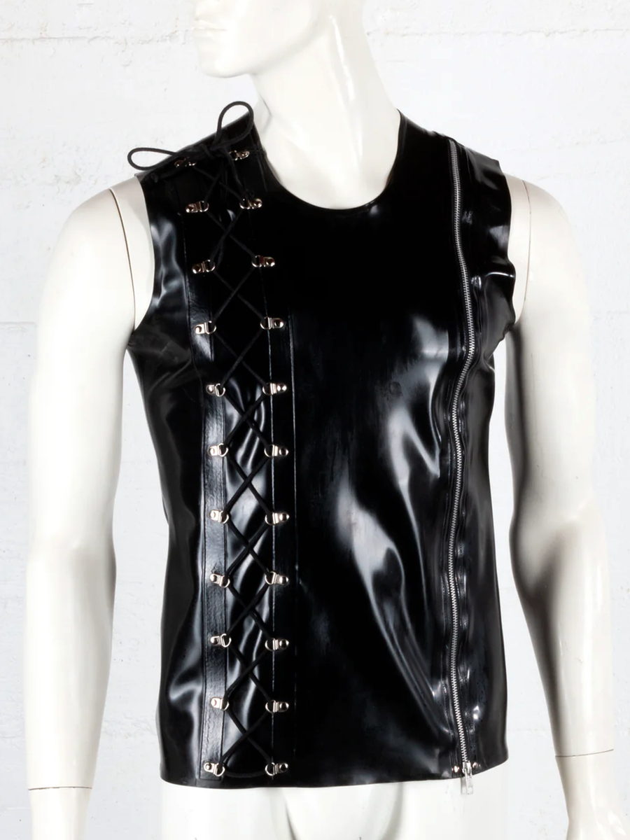 Latex Lace Up Detail Sleeveless Top Deadly Couture Inc.