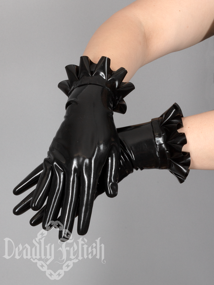 Deadly Fetish Made-To-Order Latex: Gloves With Ruffle Trim