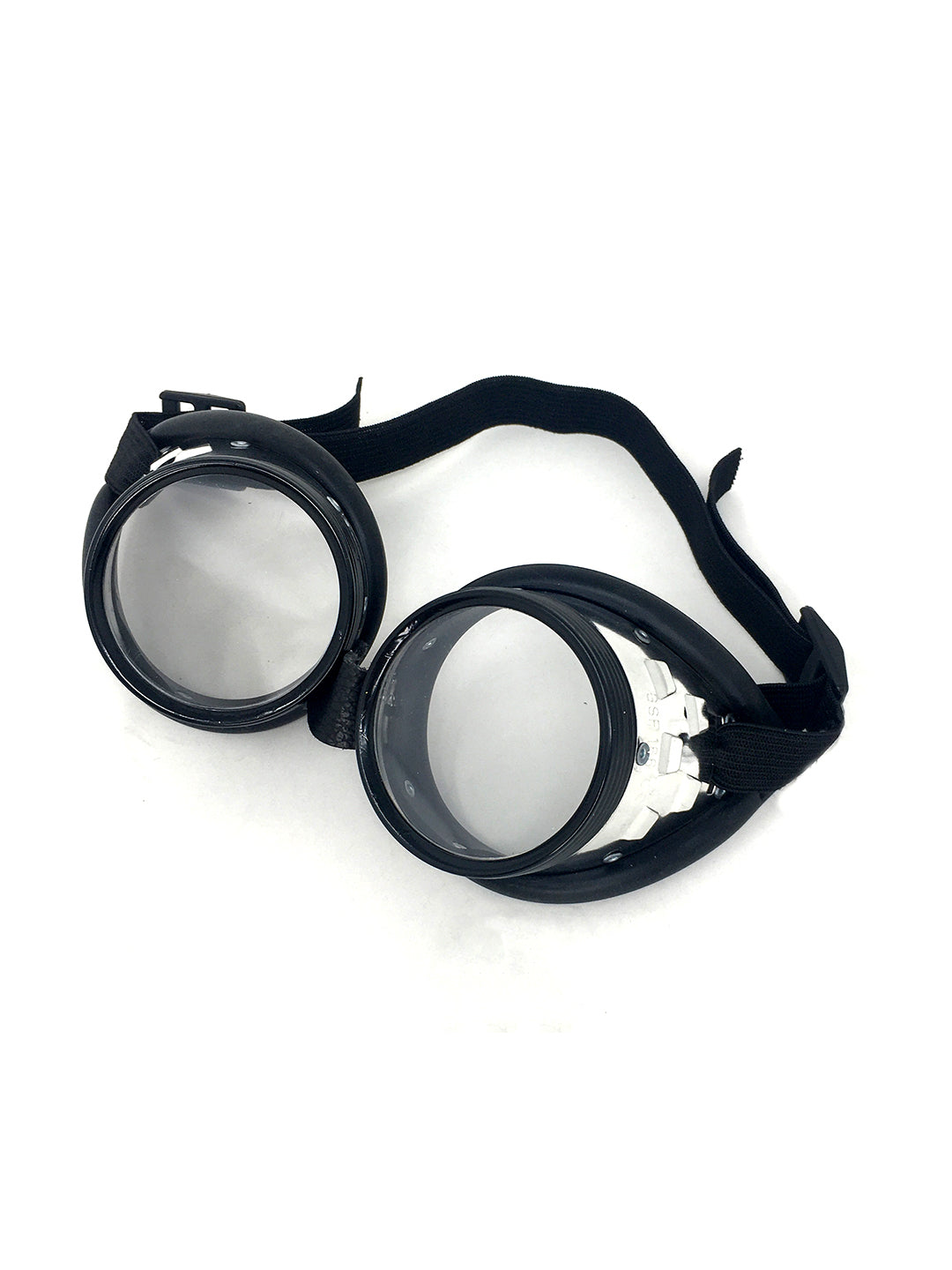 Silver and Black Round Goggles