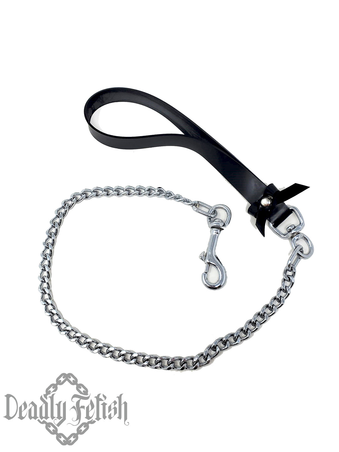 Deadly Fetish Latex: Latex Bow and Chain Leash