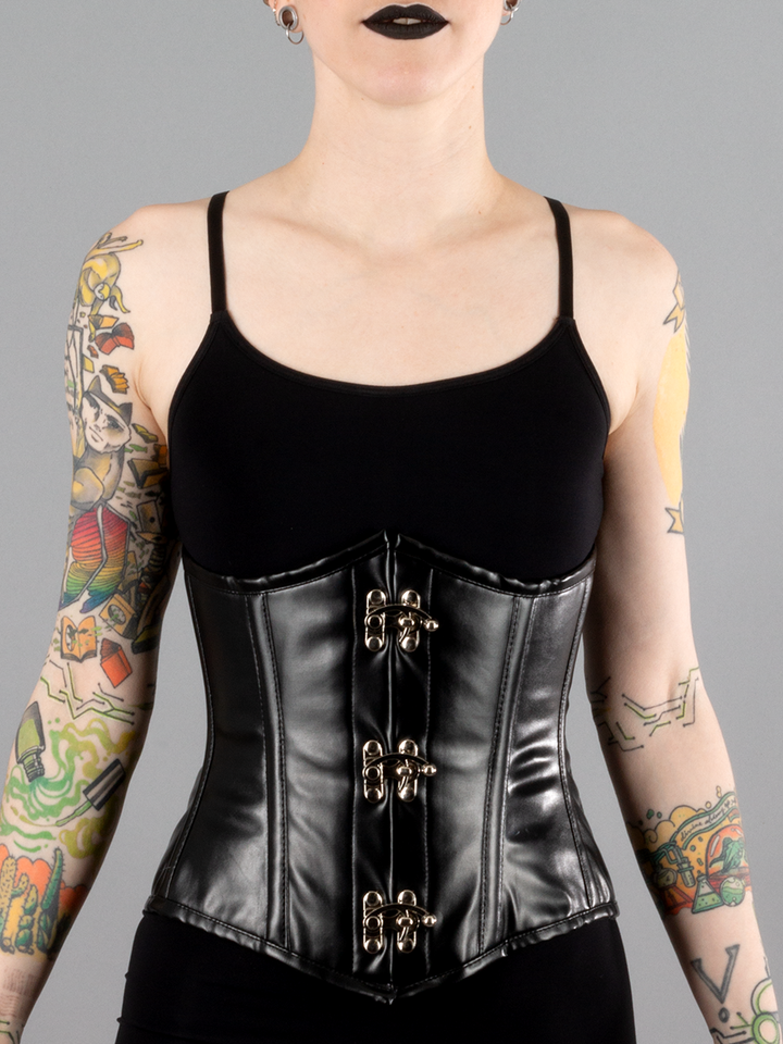 Vegan Leather C-Lock Underbust Corset