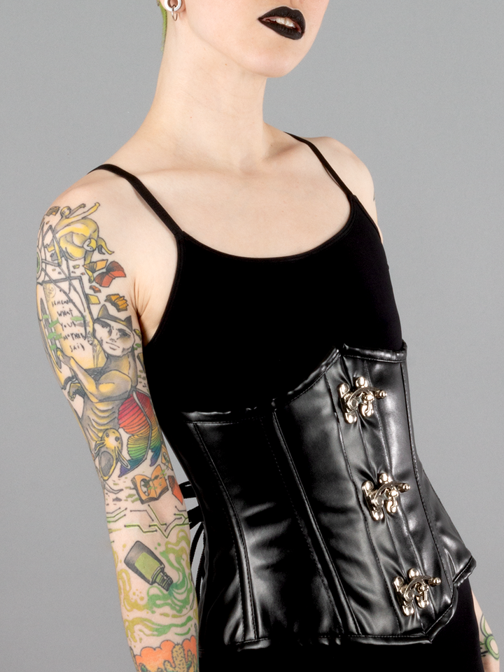 Vegan Leather C-Lock Underbust Corset