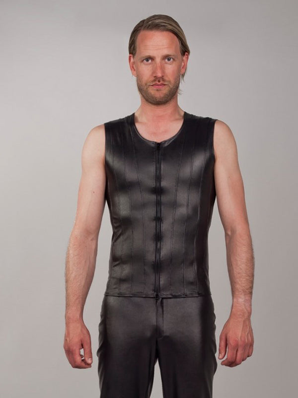 Vegan Leather Panelled Vest