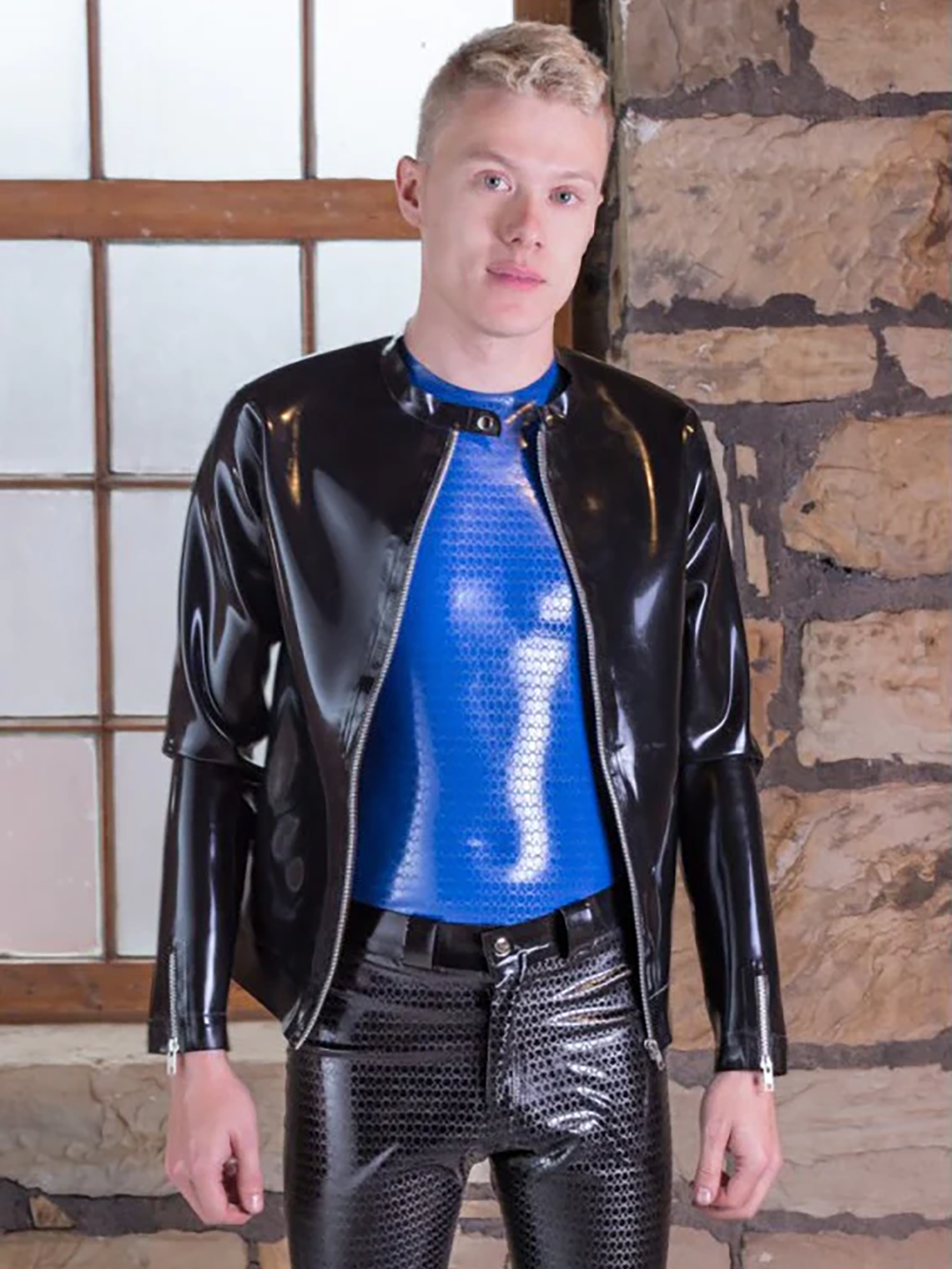 Pvc hot sale biker jacket
