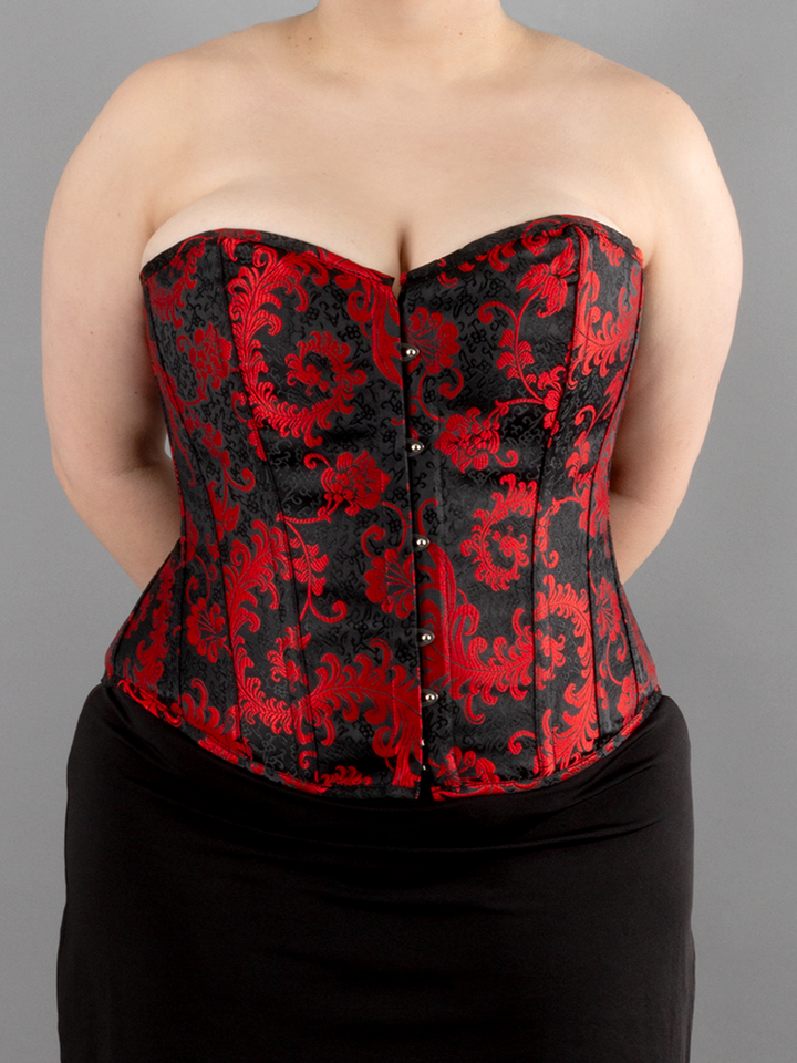 Black and Red Brocade Overbust Corset