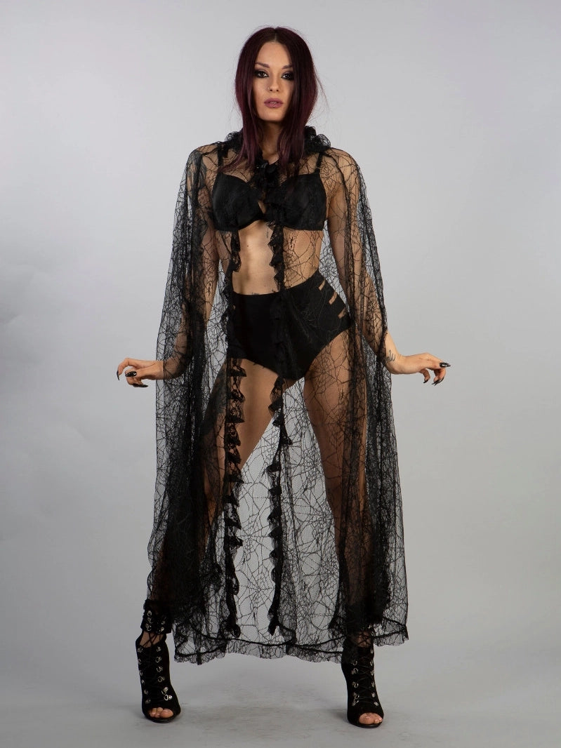 Black Spiderweb Lace Cape