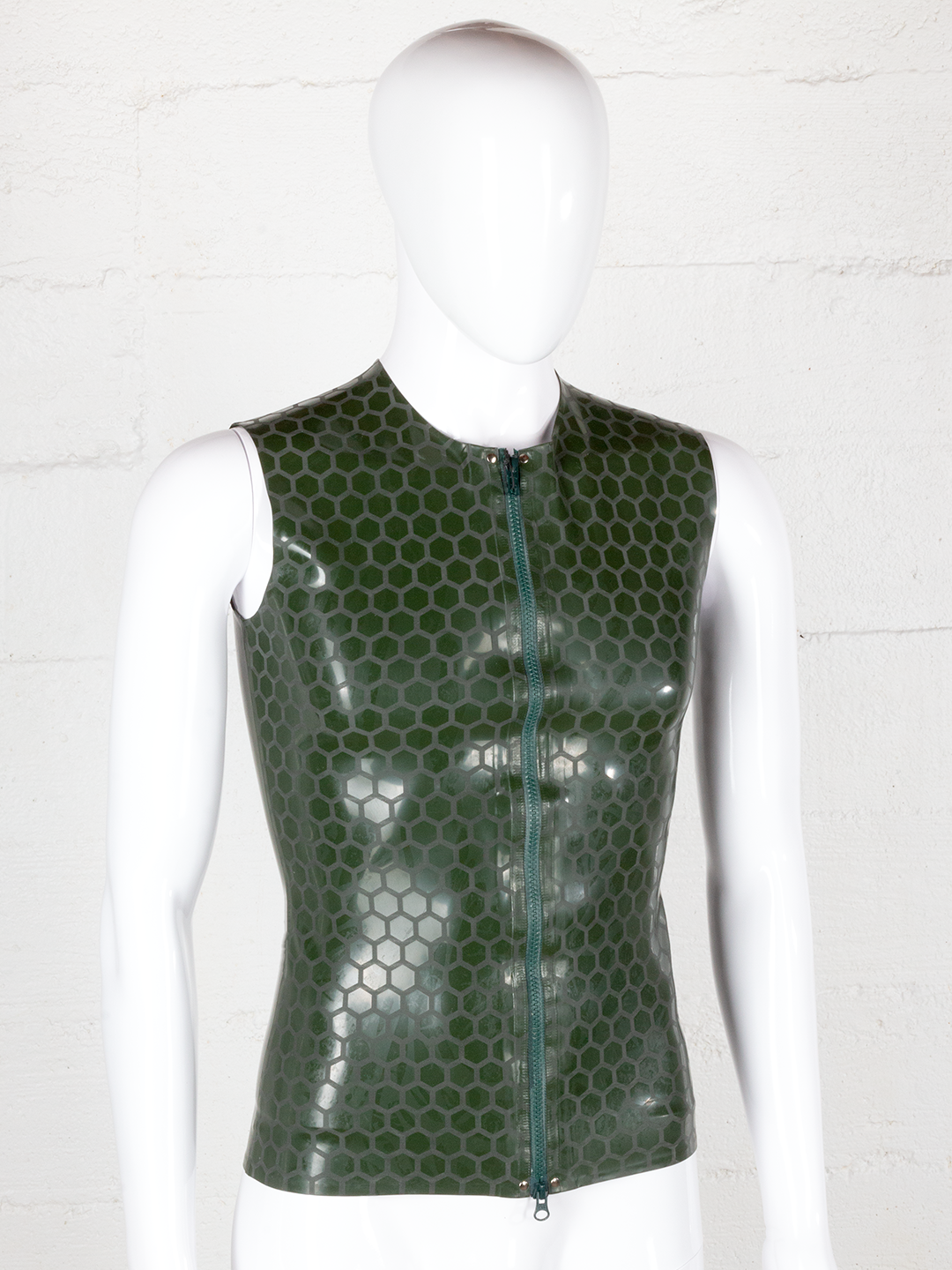 Textured Latex Sleeveless Vest with Front Zip