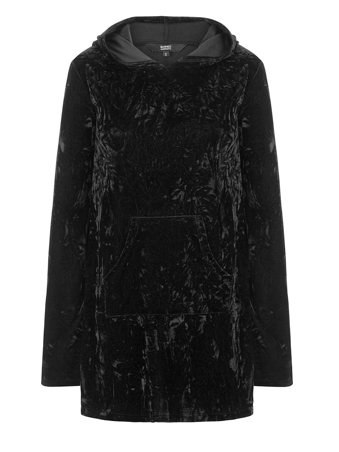 Minimal Crushed Velvet Hooded Dress