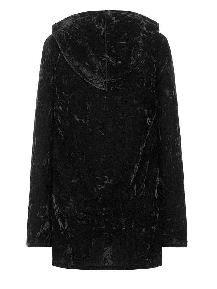 Minimal Crushed Velvet Hooded Dress