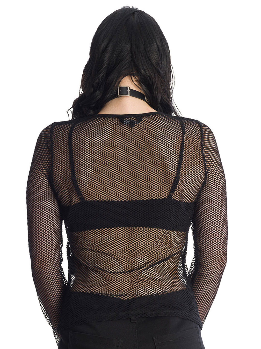 Slim Fit Net Long Sleeved Top