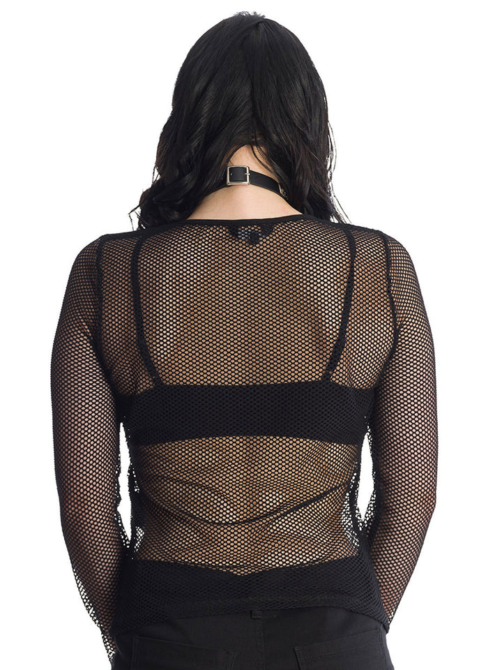 Slim Fit Net Long Sleeved Top
