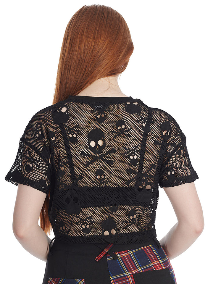 Skull Net Cropped Tee
