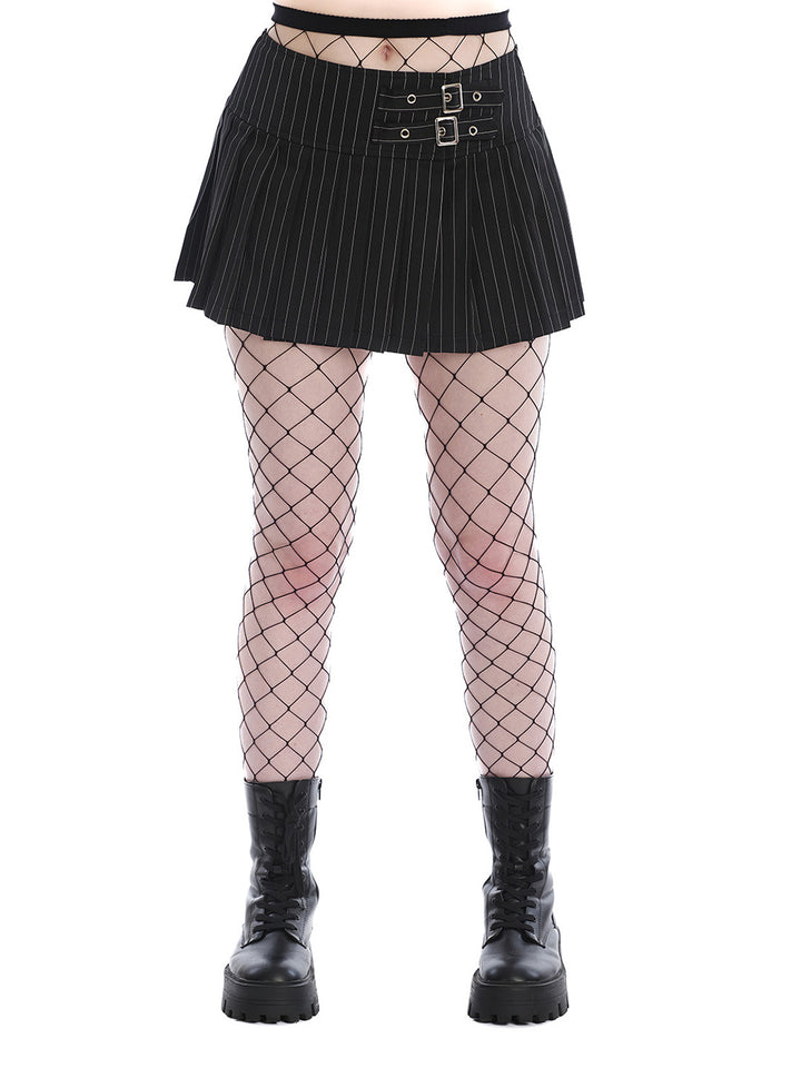 Pleated Pinstripe Skirt