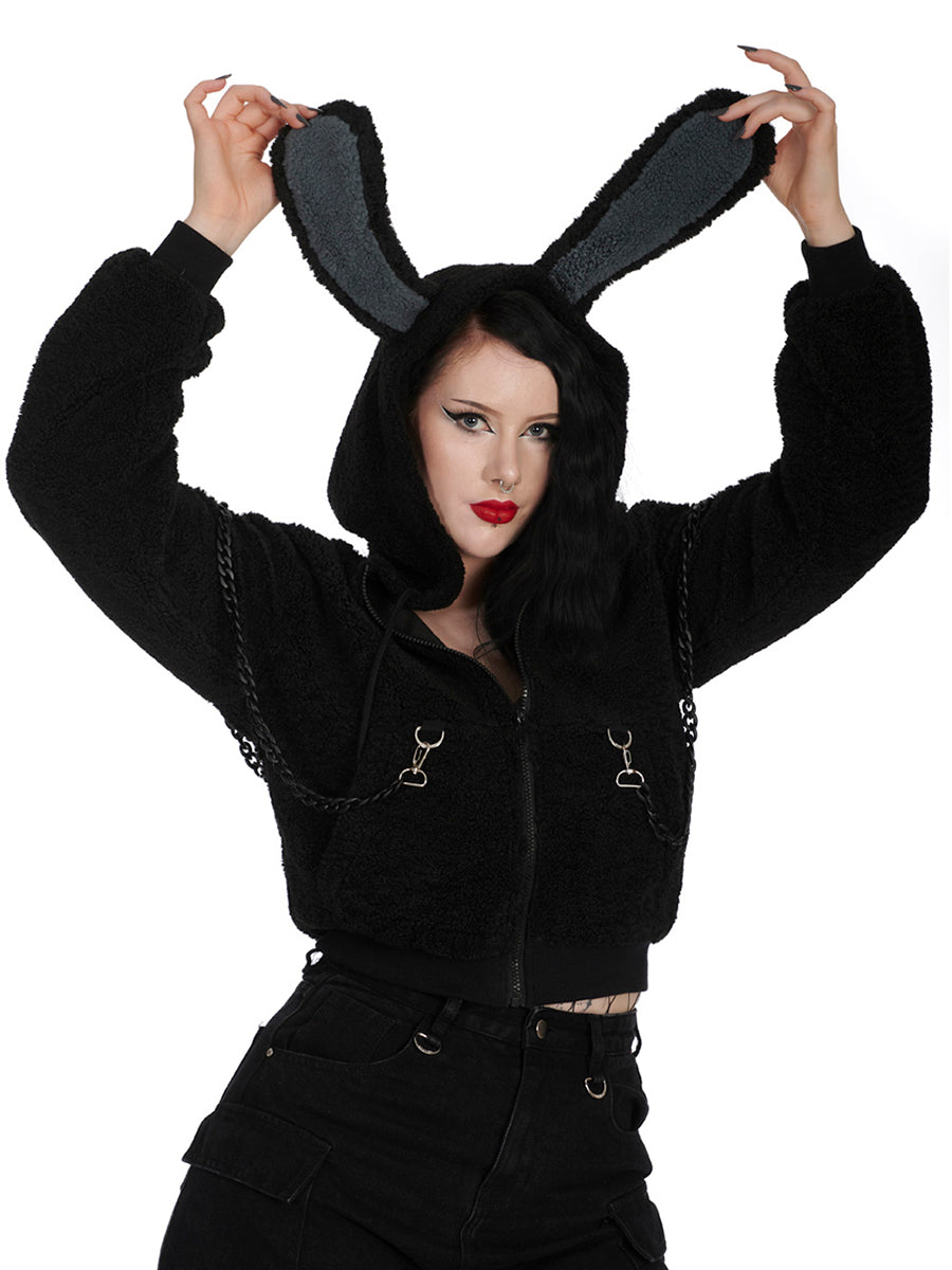 Vinnie Cropped Bunny Hoodie