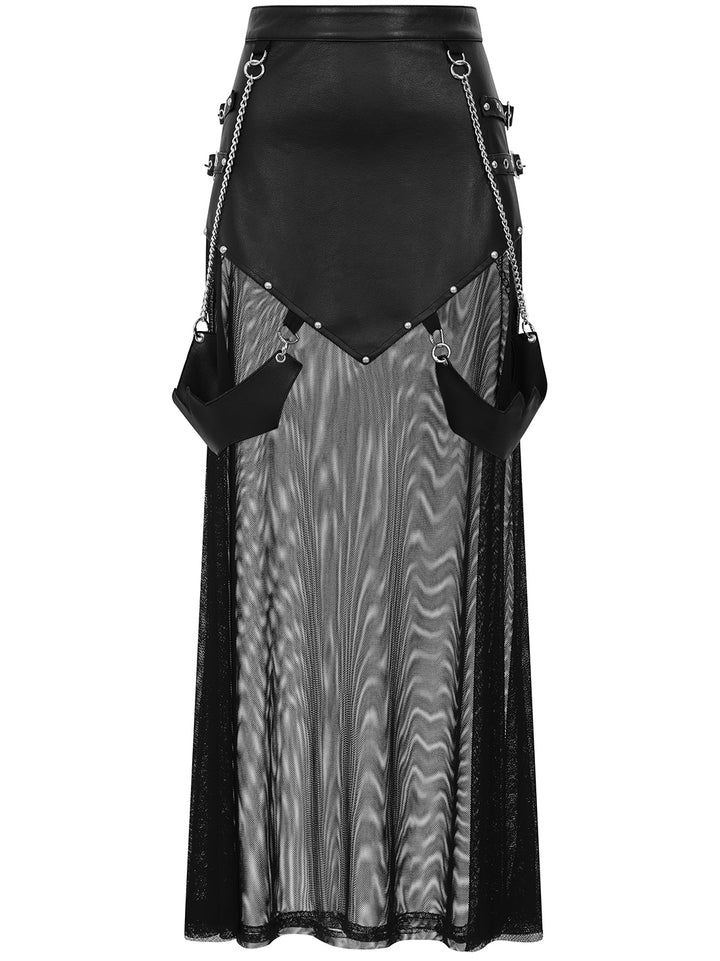 Lamia Vegan Leather and Mesh Skirt