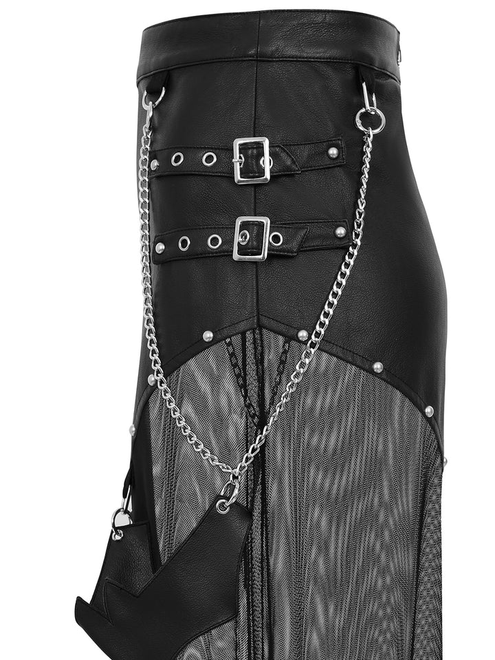 Lamia Vegan Leather and Mesh Skirt