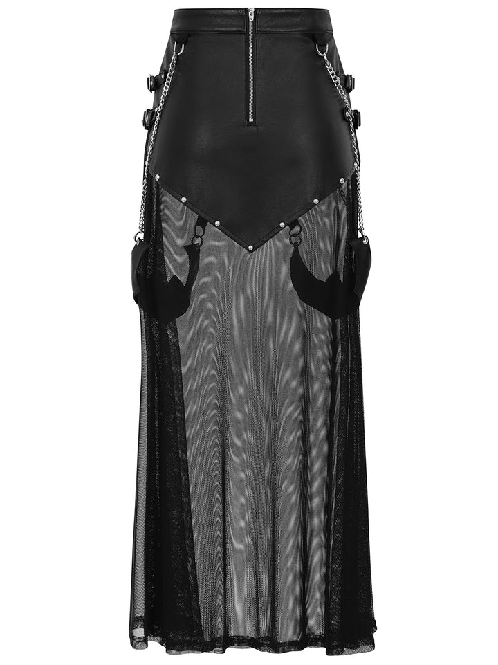 Lamia Vegan Leather and Mesh Skirt