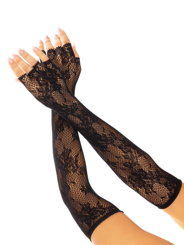 Lace Net Opera Length Fingerless Gloves