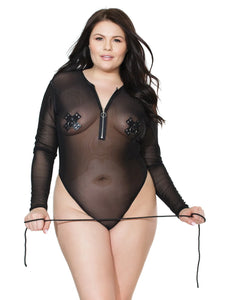 Mesh Zip-Front Bodysuit