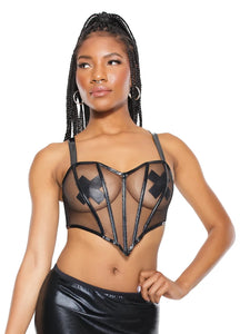 Mesh and PVC Trim Bustier
