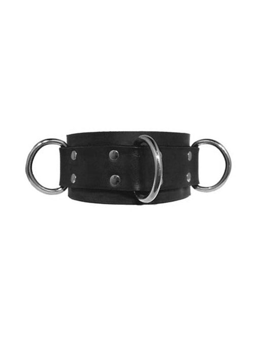 Wide Leather Collar with 3 D-Rings