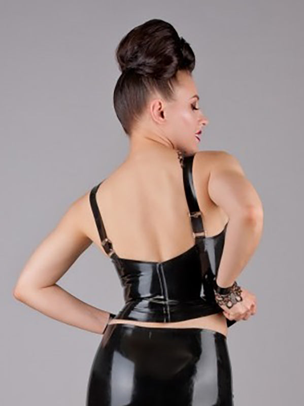 Latex Cropped Top with Latex Lace Trim