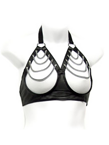 Leather and Chain Harness Bra