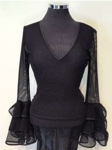 Fishnet Ruffle Sleeve Top