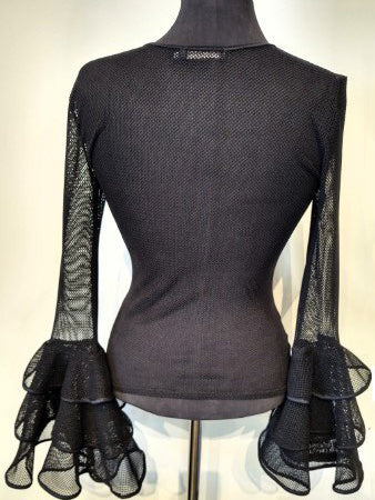 Fishnet Ruffle Sleeve Top