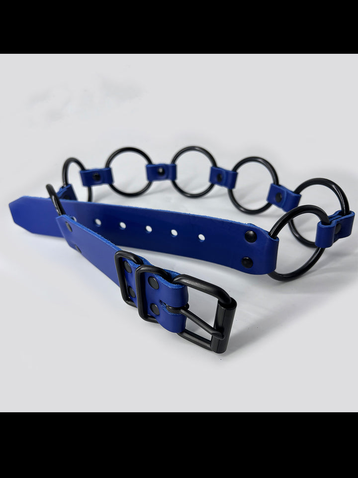 Black Hardware Leather Belt with O-Rings