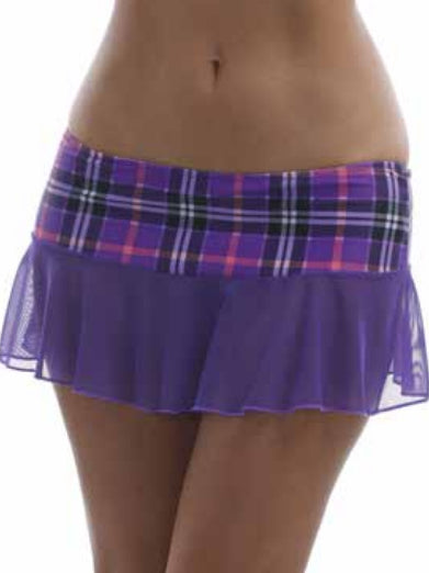 Plaid and Mesh Mini Skirt