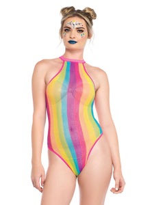 Rainbow Fishnet Bodysuit