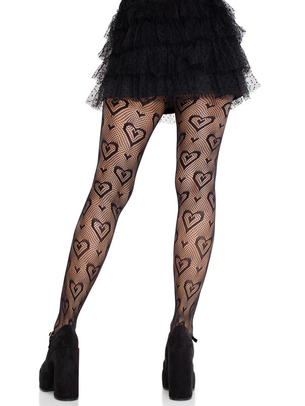 Heart Fishnet Tights