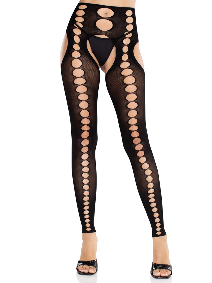 Footless Cut-Out Suspender Tights