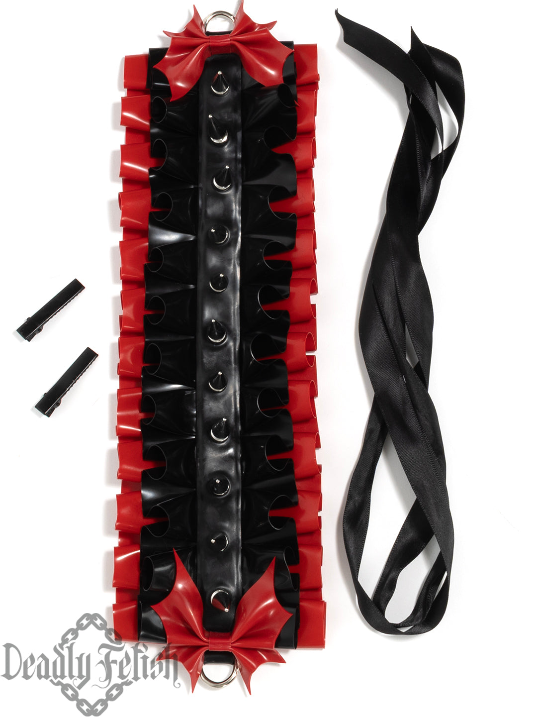Deadly Fetish Latex: Spiked Latex Bat Bow Headdress