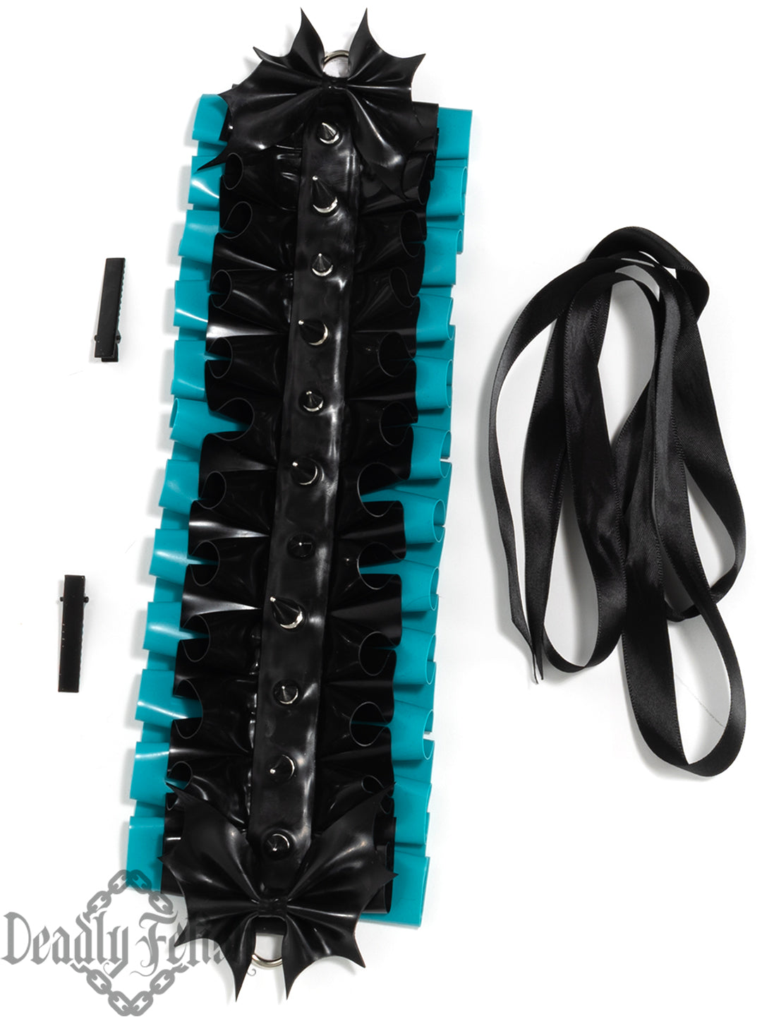 Deadly Fetish Latex: Spiked Latex Bat Bow Headdress
